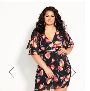 City Chic Floral Wrap Dress